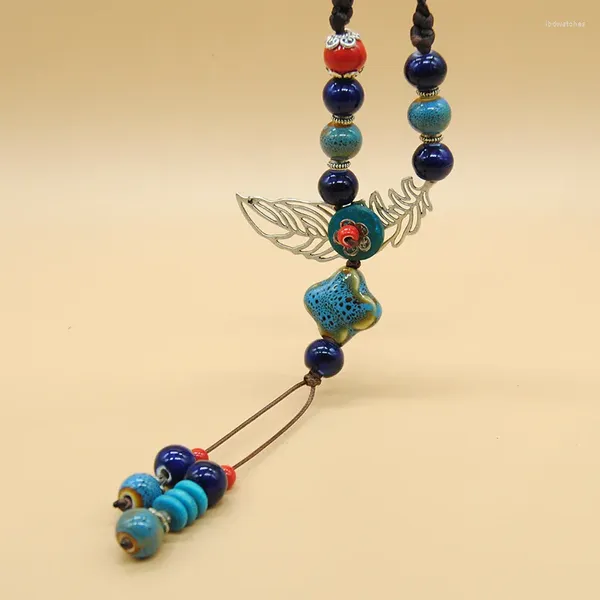 Pingente colares declaração longa borla cerâmica grânulos pingentes colar para mulheres boêmio estrela em forma de grânulo camisola corrente jóias étnicas