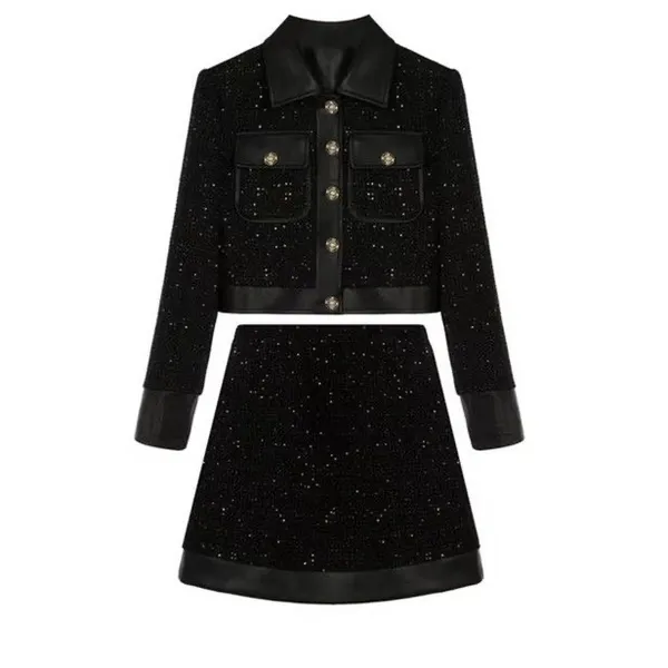 2023 Herbst- und Winter High-End Light Luxury Small Duft-Anzug, femininer, schöner High-End-Rock und kleines Kleid zweiteiliger Set-Jacke