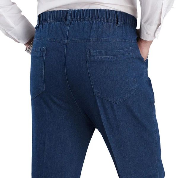 Jeans masculinos outono homens elástico cintura alta casual negócios coreano calças de trabalho calças jeans