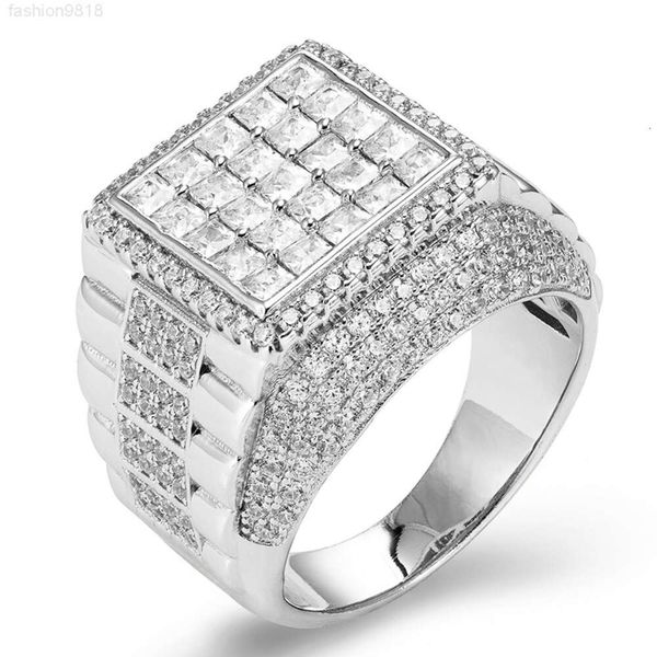 Jasen Fashion Custom CZ Zircon Stones Moissanite Diamond 925 Sterling Silver Hip Hop Anello ghiacciato per uomo Donna