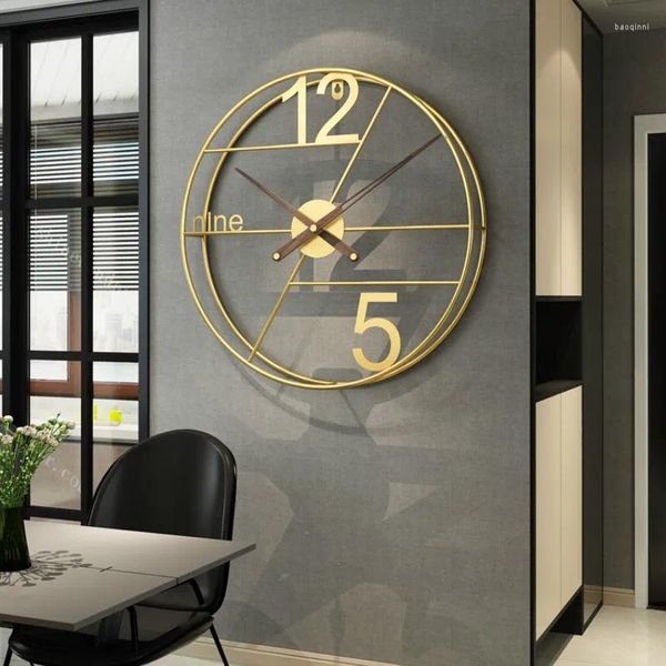 Relógios de parede Nordic minimalista relógio sala de estar ouro grande design moderno luxo artístico criativo casa relógio w6c