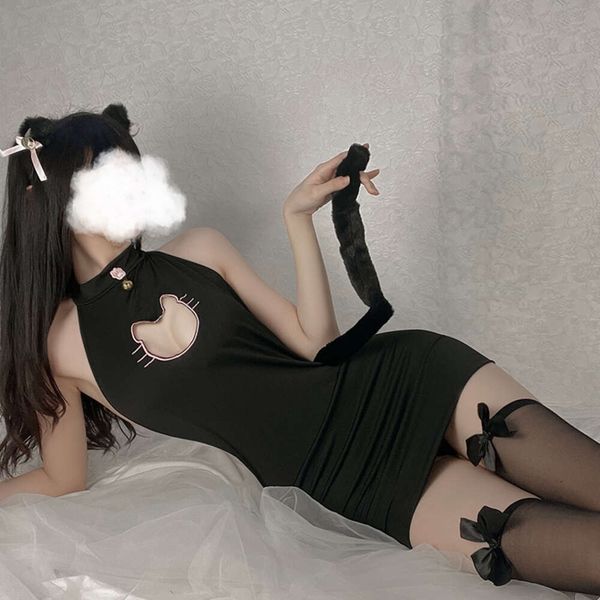 Косплей Косплей костюмы девушки-кошки сексуальное аниме каваи женское белье женские кошачьи уши юбка комплекты искушение тонкие для бесплатной доставки