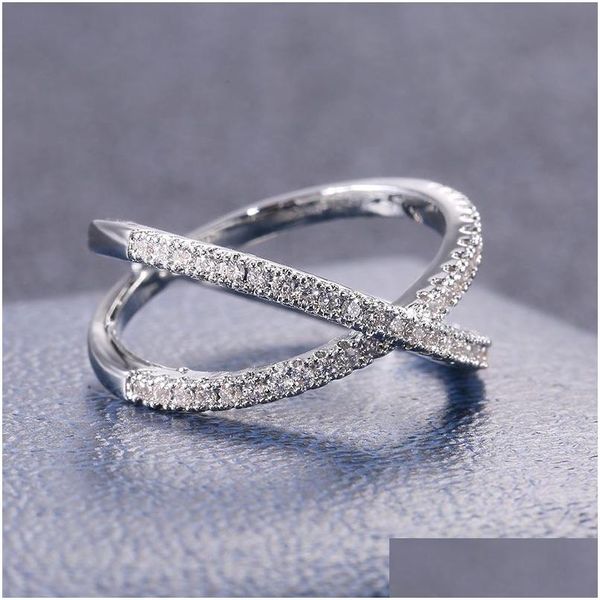 Bandringe Damen Verlobungsringe Cz Stein Silber Farbe Elegant Einfach Weiblich Schmuck Ring Drop Lieferung Dhgarden Othhy