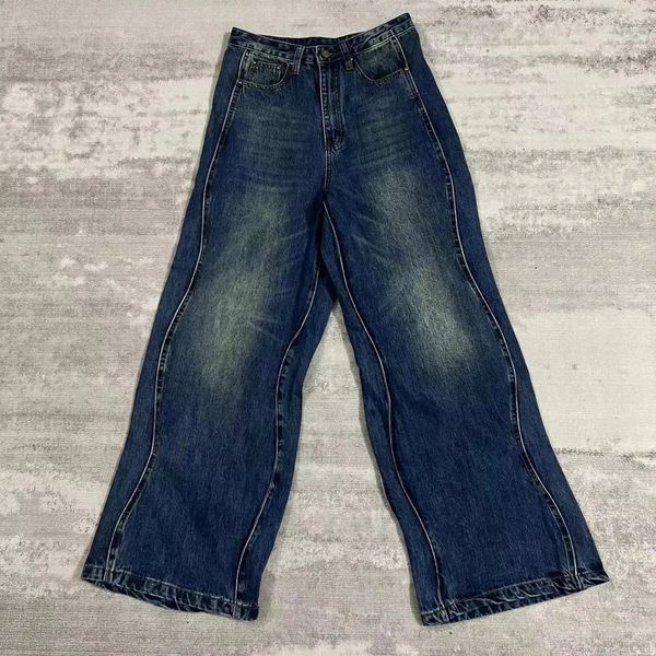 Herren Jeans Vintage für Männer Hip Hop Rock Solid Wave Cowboy Hosen Harajuku Baggy JeansOversize Straight Loose Wide Leg 231025