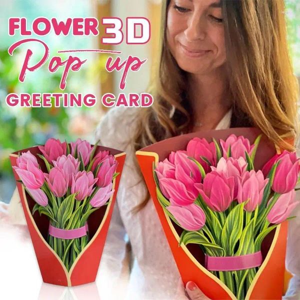 Cartões postais 3d para lembrancinhas de festa, cartões de felicitações de flores, cartão de convite de aniversário de casamento, feito à mão, obrigado, esposa, mãe, namorada, presente