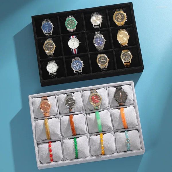 Caixas de relógio de veludo exibição de armazenamento de jóias requintado titular de jóias portátil anel brincos colar pulseira organizador bandejas