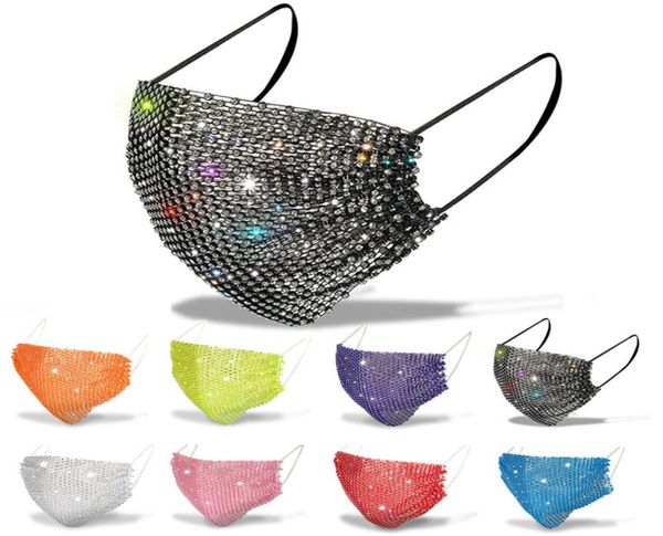 maschera per il viso firmata con trapano nero bianco rosa blu giallo blingbling maschere di diamanti donne ragazze estate decorazione traspirante rhine7105210