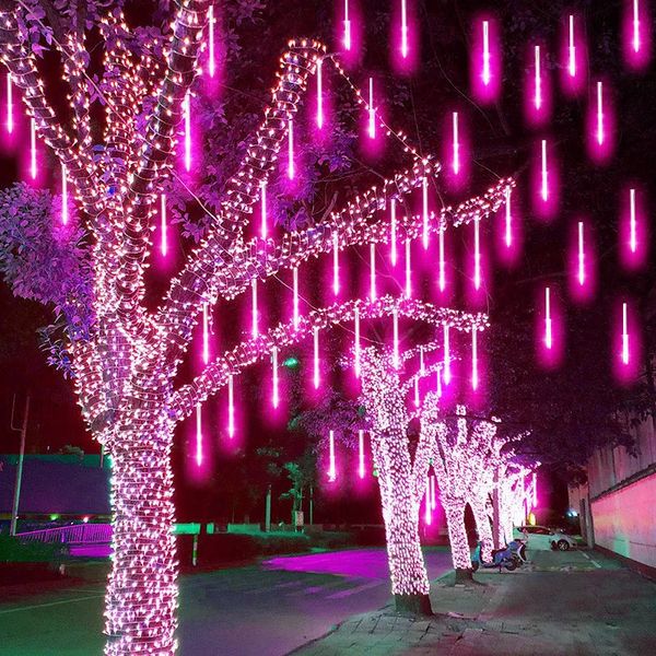 Decoraciones navideñas 3224168 Tubos Lluvia de meteoritos Luces de lluvia Impermeable Cayendo Gota de lluvia Luz de cadena de hadas para guirnalda de calle Ramadán Vacaciones 231025