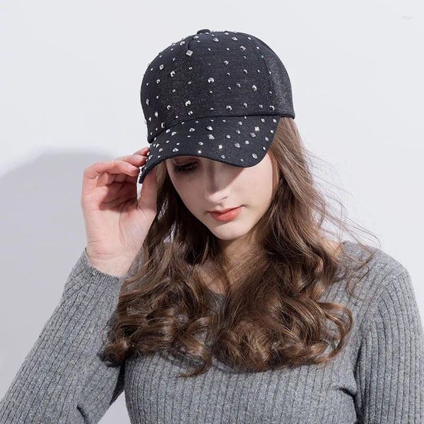 Cappellini da donna Cappelli con strass Cappellino da sole con diamanti Casquette Snap Back Gorras Tinta unita Estate Baseball Papà Ragazza Bone Snapback