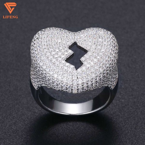 2023 Rapper's Jewelry Custom 925 Sterling Silber Vvs Moissanit Diamant Iced Out Broken Heart Hip Hop Ring für Damen Herren