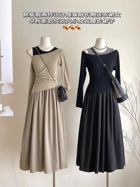 Sıradan elbiseler Anese Streetwearmaxi ES Kadınlar için RSVPPAP Yetkilileri Mağazalar Ximeng 2023 Yaz Fransızca Kelime Zarif Hepburn Stil Tigh Elbise