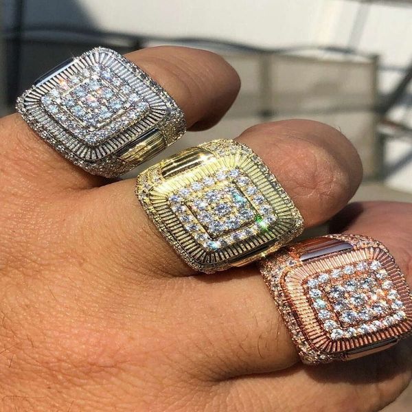Luxuriöser Hip-Hop-Ring für Herren, Meisterschaft, 925er-Sterlingsilber, Iced-Out-Moissanit-Ring mit definiertem Namen vom indischen Hersteller