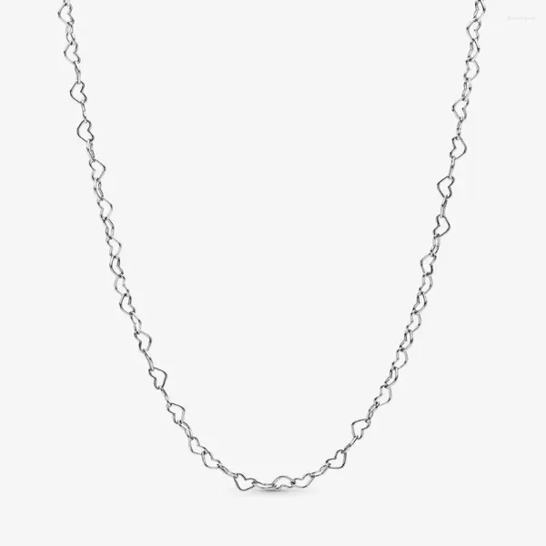 Correntes autênticas 925 prata esterlina uniu corações colar para mulheres s925 jóias originais diy colares pingentes atacado