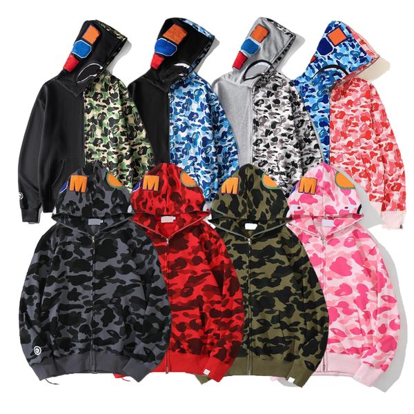 Shark Hoodie Designer Hoodies Männer Frauen Sweetwear Jacke Shark Mouth Pattern Hoodie Camouflage Print Sweatshirts für Männer 12 Farben Damenbekleidung Asiatische Größe M-3XL