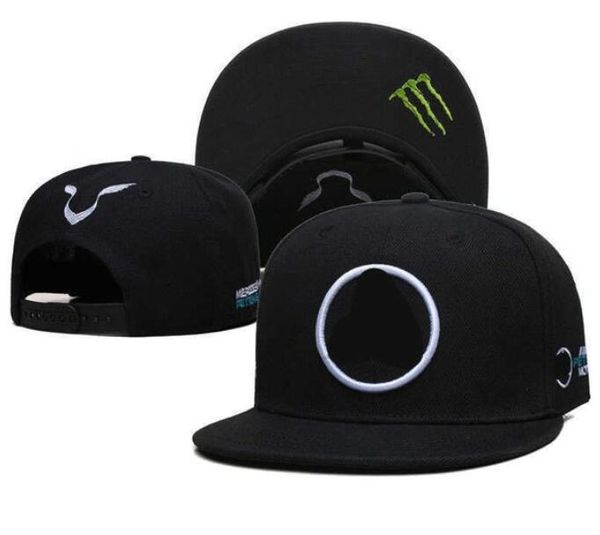 Top Racing Motorcycle Hats Team Mercedes-Benz-AMG Marshmello Mens e Womens Sports Ball Chapéu Equipado Moda Malha Cap Juventude Trucker Caps A1