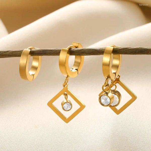 Orecchini pendenti Set gotico a cerchio per donna Accessori geometrici irregolari in acciaio inossidabile Piccoli gioielli color oro Regalo di Natale