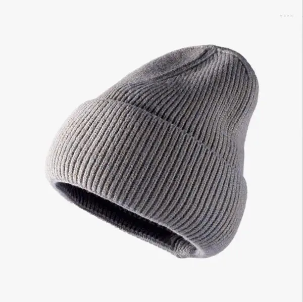 Bola Caps 2023 Unisex Beanie Chapéu Nervado Malha Cuffed Inverno Quente Curto Cor Sólida Skullcap