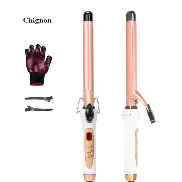 Curling Irons LCD Encrespadores Elétricos Tubo Único Esmalte Cerâmico Pêra Flor Cone Profissional Ajuste de Rolo Temperatura Cabelo Curl Ferros Ferramentas 231024