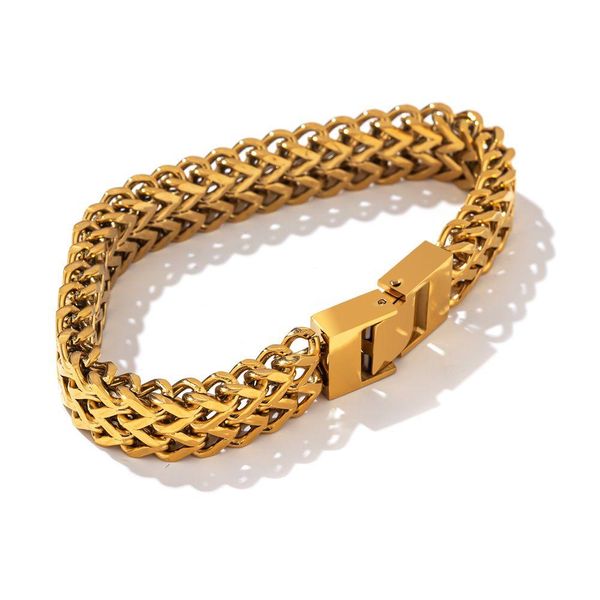 Bracciale a catena in acciaio inossidabile con catena a maglie cubane Bracciale rigido in oro di alta qualità con struttura in metallo pesante da donna Consegna a domicilio Dhgarden Otzyv