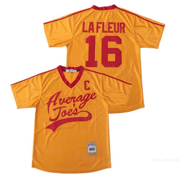 Filme de futebol 16 Pete LaFleur Movie Jerseys Vince Vaughn Average Joes Dodgeball College Uniform Team Amarelo Respirável Todo Costurado Pulôver