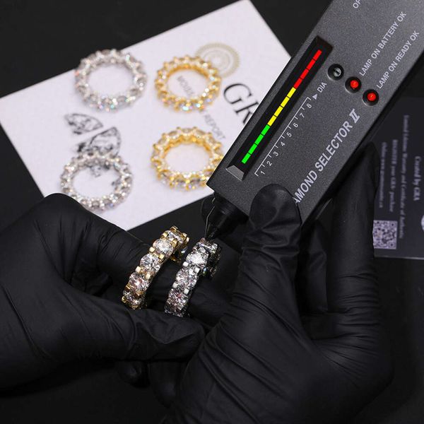 Anel de noivado de luxo, joias finas de hiphop, prata esterlina 925, 6mm, 12mm, vvs, moissanite, diamante, aliança de casamento para homens, mulheres e meninas