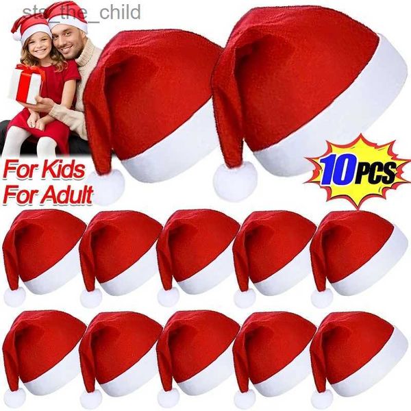 Cappellini Beanie/Teschio 10/1PCS Adulti Bambini Cappelli di Natale Tessuto non tessuto Cappelli di Babbo Natale Cappelli di Natale Buon Natale Capodanno Festival Decorazione del partitoL231025