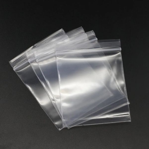 Suporte de jóias 30 / 100pcs / pacote 4 6 5 7 6 8 7 10cm Grosso Plástico Poly Clear Bags Embalagem Bloqueio Fechado Reclosable para DIY Armazenamento 231025