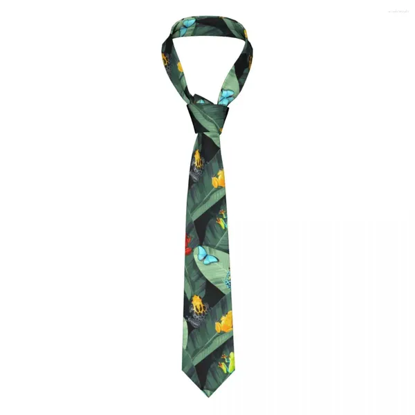 Pajaritas Casual Punta de flecha Flaco Ranas coloridas y Corbata de hoja de palma Corbata delgada para hombres Accesorios para hombre Simplicidad Fiesta Formal