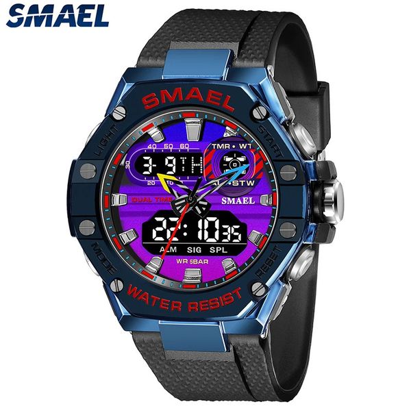 Orologi da polso SMAEL Orologio sportivo da uomo Dual Time Uomo Allarme luminoso a led 8066 Orologi moda Militare S Shiock Orologio da polso 231025