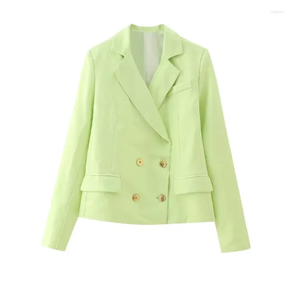 Damenanzüge 2023 Damen Zweireiher Casual Langarm Blazer SpringAutumn Mode Vielseitige Jacke High Street Style