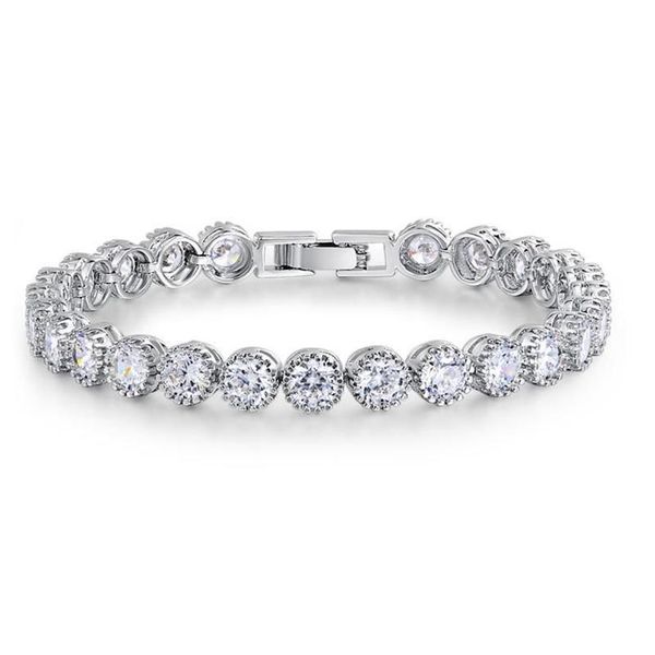 Catena a maglie di lusso 4mm 5mm tondo CZ 925 sterling silver braccialetto tennis braccialetti per le donne gioielli festa di nozze regalo di natale S322M