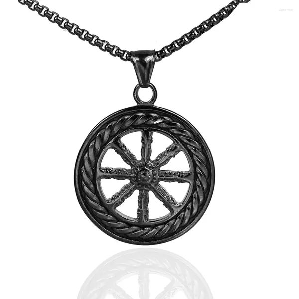 Anhänger Halsketten Vintage Wikinger Halskette Edelstahl Nordischer Odin Ouroboros Kompass Männer Amulett Schmuck