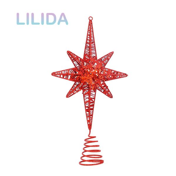 Altre forniture per feste festive 28 cm Parte superiore dell'albero di Natale Ferro Glitter Stella Decorazioni per l'albero di Natale Decorazioni per la casa Ornamenti pendenti natalizi Anno Navidad 231025