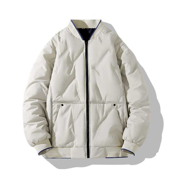 Novo outono/inverno casaco de algodão masculino jaqueta de pescoço de beisebol casual moda mais engrossado pele amigável confortável casaco superior