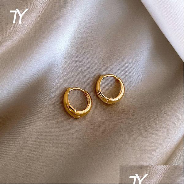 Lampadario pendente Minimalismo Retro francese romantico metallo oro piccolo cerchio orecchini a cerchio moda gioielli coreani per donna studentessa S Otx3S