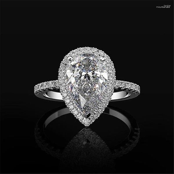 Fedi nuziali Ovale Zircone Pietra Micro Pavimentato Anello Romantico Lusso Cubic Zirconia Regali di gioielli da sposa all'ingrosso a forma di goccia