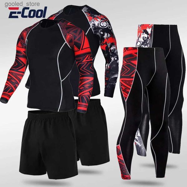 Erkeklerin Trailsuits Erkekler uzun kollu sıkıştırma seti spor salonu giyim sporları koşu fitness atletizm egzersiz seti q231025