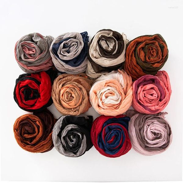 Lenços gradiente cor lenço xale ombre viscose foulard fino mulheres muçulmano hijab