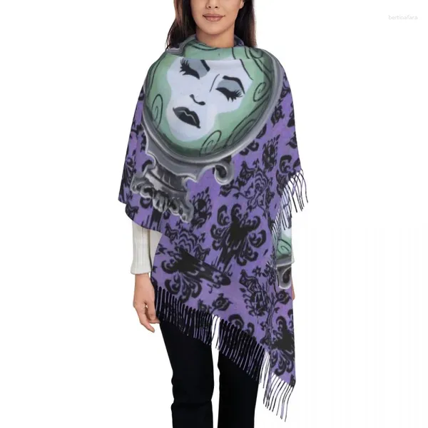 Этническая одежда по индивидуальному заказу с принтом особняка с привидениями фиолетового цвета с шарфом «Мадам» для мужчин и женщин, зима-осень, теплые шарфы, шаль с призраками на Хэллоуин