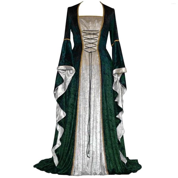 Casual Kleider Halloween Frauen Europäischen Mittelalterlichen Retro Gericht Prinzessin Cosplay Kostüm Langes Kleid Elegante Hexe Quadratischen Kragen Maskerade