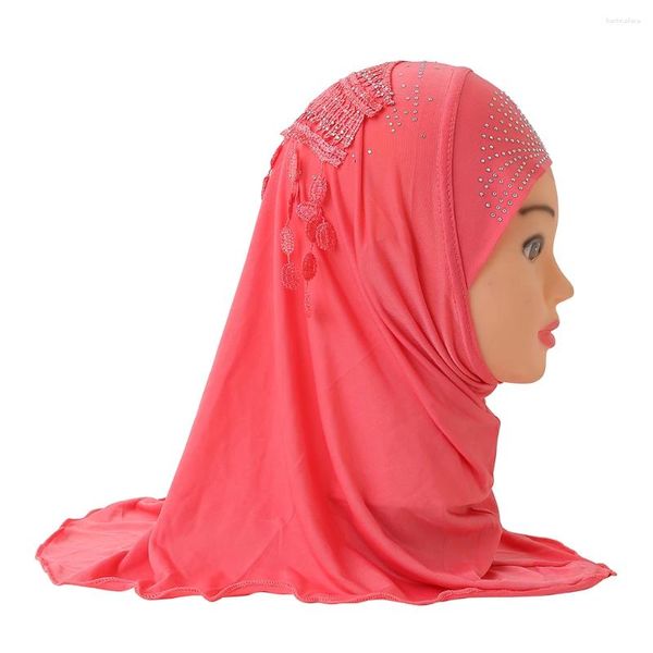 Abbigliamento etnico H040 Vendita al dettaglio Musulmane Piccole ragazze Copertura completa Hijab Elastico Solido Underscarf Cappelli islamici Berretti turbante Copricapo Cofano Sciarpa Scialle