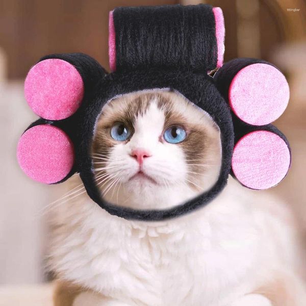 Abbigliamento per cani Natale Halloween Cappello cosplay per capelli di gatto Bastone arricciacapelli Accessori per animali Costume Testa Indossare Anno Forniture rosa