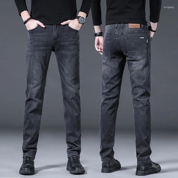 Мужские джинсы, лето 2023, молодежные эластичные брюки, универсальные джинсовые брюки Dongdaemun, мужские узкие брюки до щиколотки, черные, размер 28-40