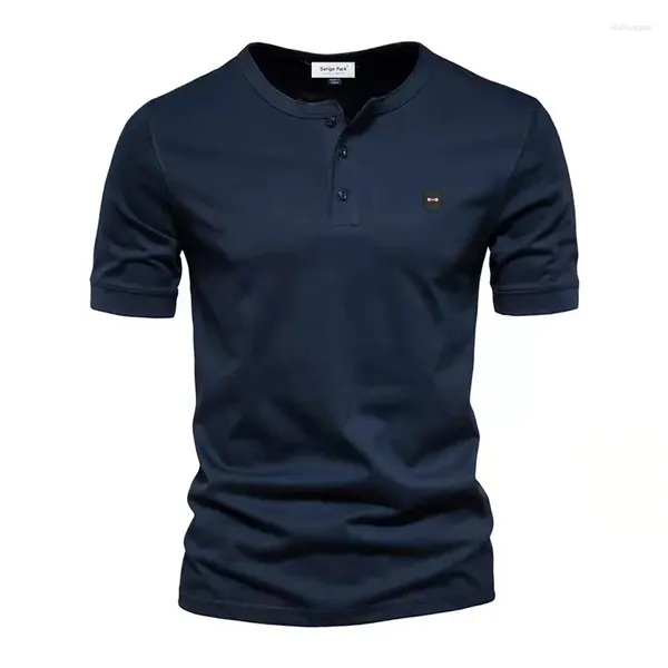 Magliette da uomo Camicia casual di alta qualità Realizzata in cotone Design classico di base per il tempo libero per uomo Business Class Colore solido