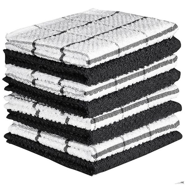 Asciugamano in cotone 30X30 cm/12X12 pollici Strofinaccio morbido super assorbente Wi Rags Reticolo Progettato Bagno Cucina Tea Bar Asciugamani Casa Vetro Han Dhbvt