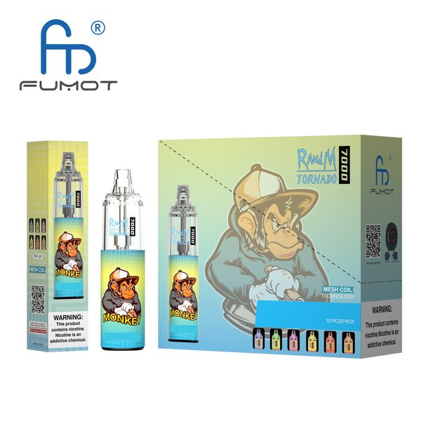 RandM Tornado 7000 Puffs Penna vape usa e getta E-sigaretta 14ml Serbatoio leggero a led preriempito Pod 7K