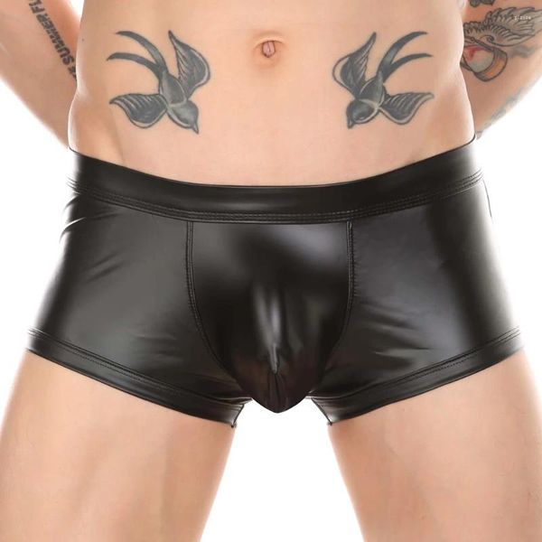 Cuecas abertas para trás dos homens sexy shorts wetlook cor sólida boxer briefs peni bulge bolsa calcinha oco respirável boxers planos