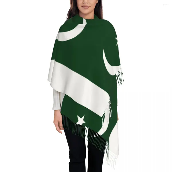 Lenços lenço feminino com borla paquistão bandeira longo inverno quente xale envoltório presentes caxemira