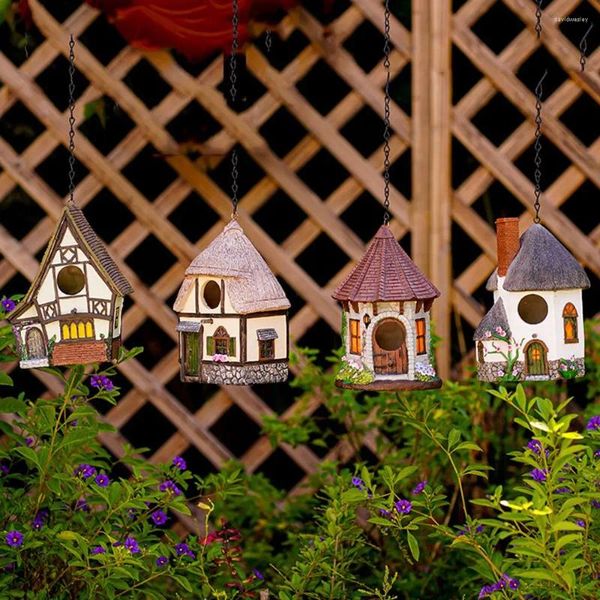 Decorações de jardim ornamento darden decoração artesanato layout resina ninho de pássaro pendurado casa de pássaro