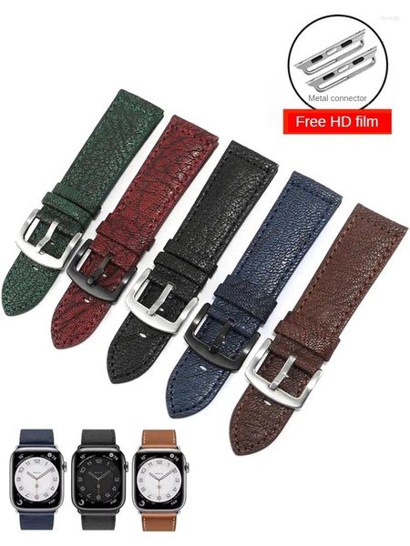 Cinturini per orologi Cinturino in pelle sostitutivo Serie 9/orologio 8/7/6/5 SE Ultra2 cinturino in pelle di pecora con interfaccia piatta con 38/40/41/42/44/45/49 mm.